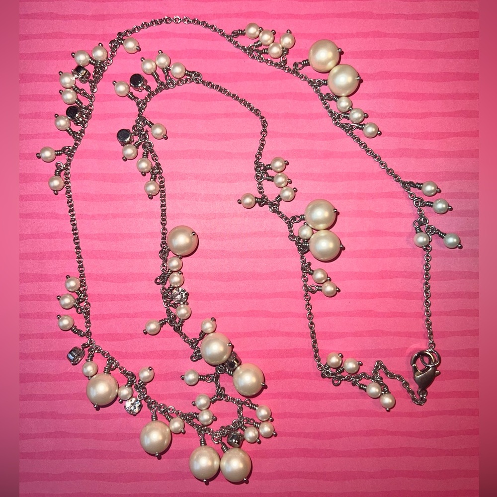 Silver & Pearl Long Necklace